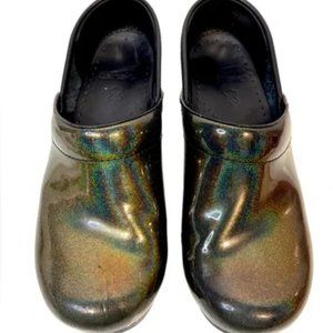Dansko Iridescent Green Sparkle Leather Pro Comfort Clog size 10